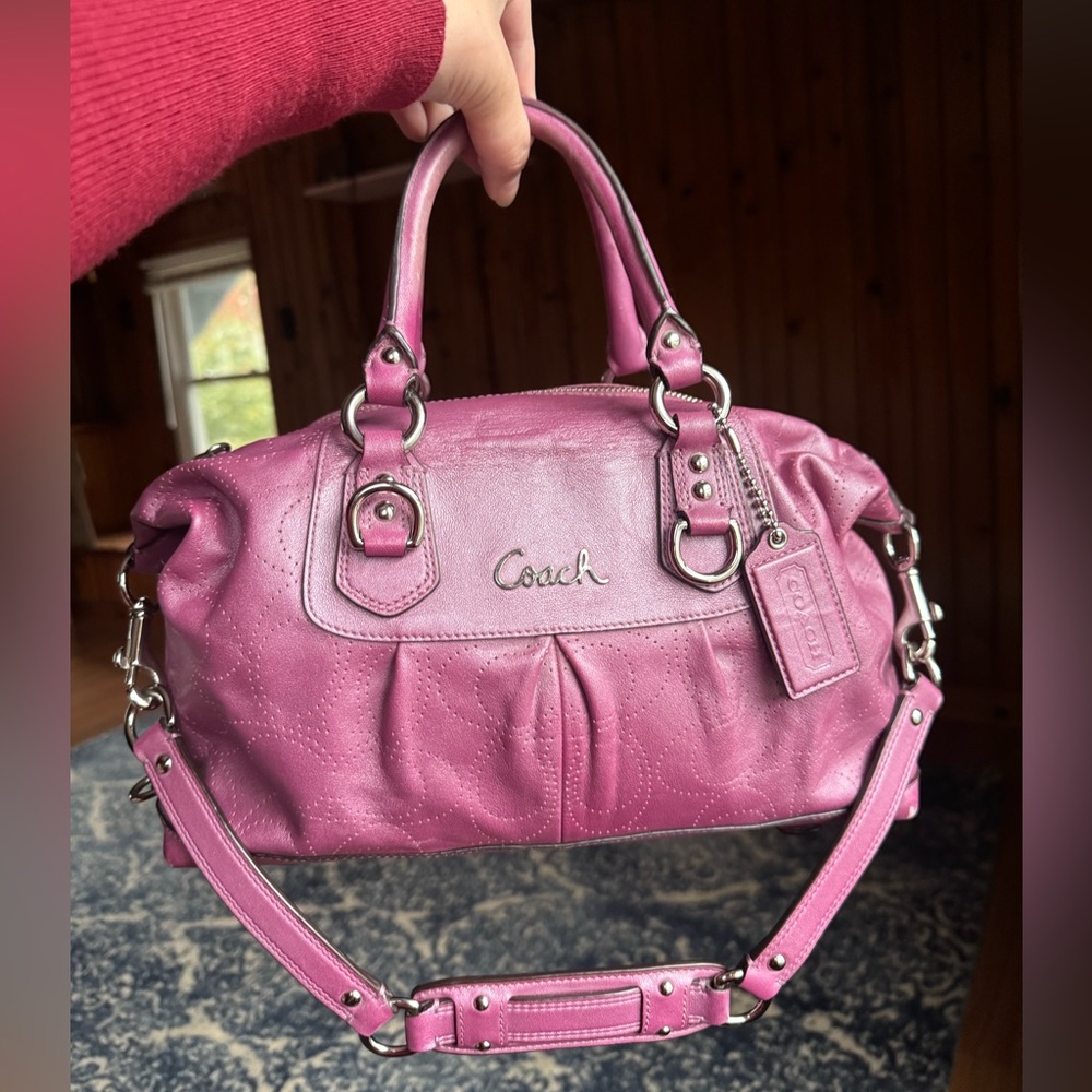 🔮Y2K Vintage Coach Ashley Leather Convertible Hobo Handbag F17180 in Mauve 💜💗